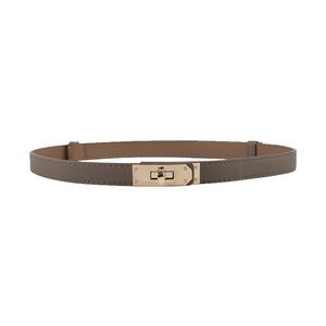 2875 Women's Skinny Leather Belt With Adjustable Golden Turn-lock Buckle